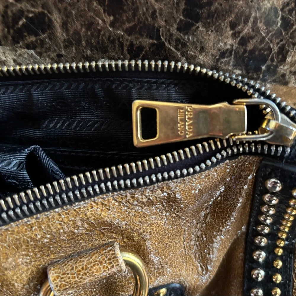 Prada crackle leather studded two way bag - Picture 6 of 6